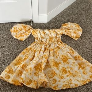 Abercrombie yellow floral puff sleeve mini dress